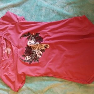 Pink Skull Floral Tee Shirt